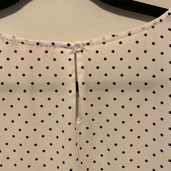 White long sleeve Blouse with Black Polka Dots - Picture 4 of 5